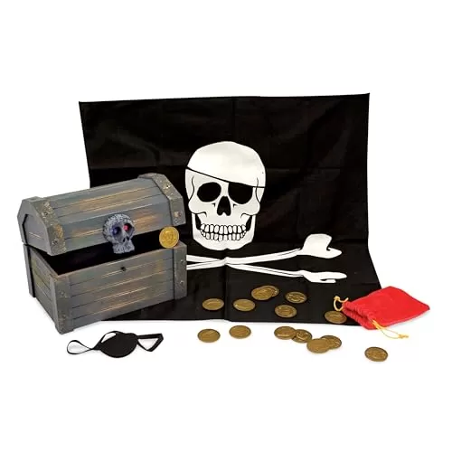 Melissa & Doug Wooden Pirate Treasure Chest Play Set