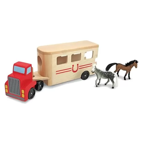 Melissa & Doug Wooden Horse Carrier Play Set