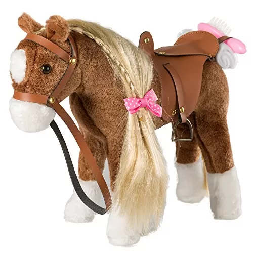 HollyHOME Brown Plush Horse Toy with Accessories