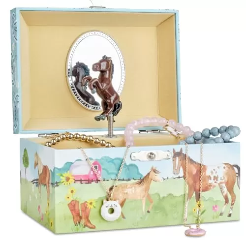 Jewelkeeper Musical Jewelry Box with Spinning Horse Doll