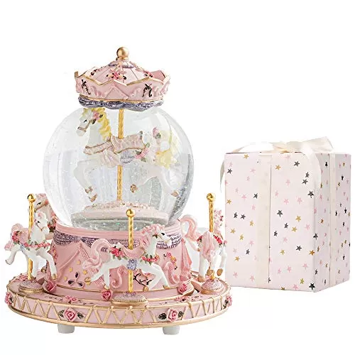 LOVE FOR YOU Carousel Horse Music Box with Color-Changing Lights