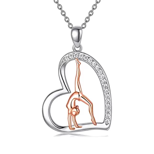 POPKIMI Sterling Silver Gymnastics Necklace for Girls