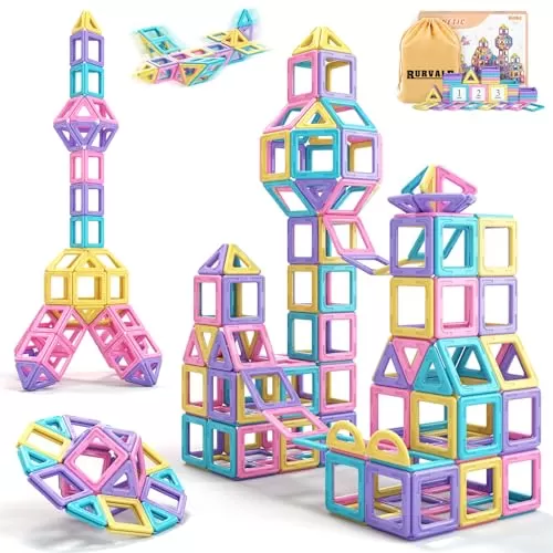 Rurvale Colorful Magnetic Building Tiles Set
