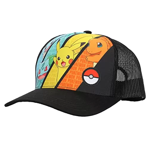 Pokemon Youth Baseball Hat: Multicharacter Design in Black