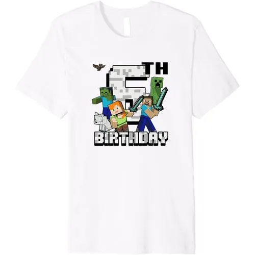 Minecraft Happy 6th Birthday Group Premium Tee