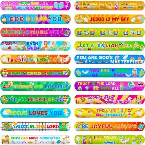 MCPINKY 64PCS Christian Slap Bracelets with Bible Verses