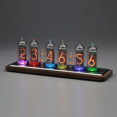 Vintage Nixie Tube Clock with Black Walnut Base