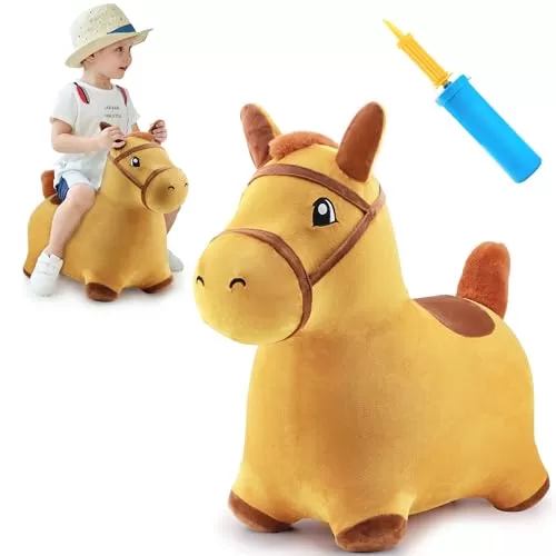 iPlay, iLearn Bouncy Pals Yellow Hopping Horse for Kids