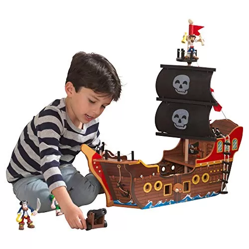 KidKraft Adventure Bound™: Wooden Pirate Ship Play Set with Lights and Sounds