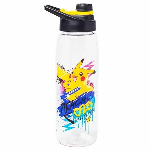 Silver Buffalo Pokémon Pikachu Graffiti Art Water Bottle, 28 Ounces