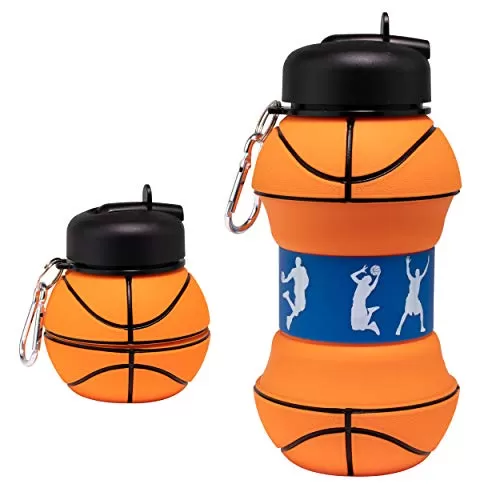 Basketball-Themed Collapsible Water Bottle for Kids