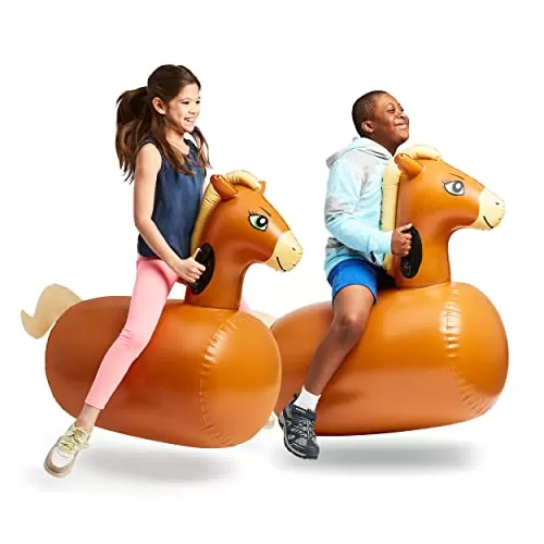 HearthSong Hop ‘n Go Inflatable Bouncing Horses, Set of 2
