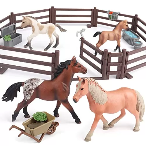 PREBOX Adventure Horse Figurines Playset for Kids