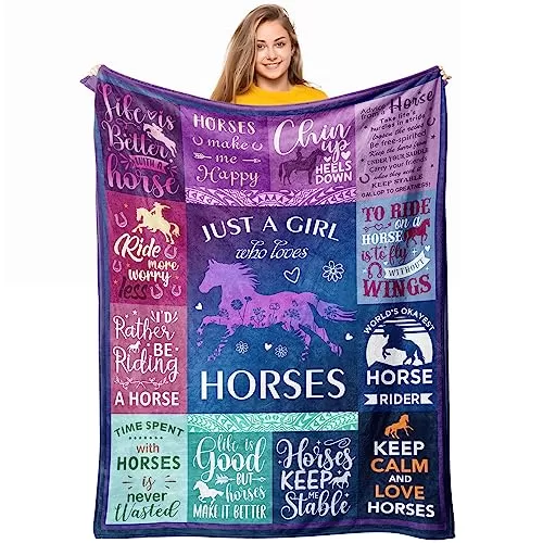 Loxezom Cozy Horse-Themed Flannel Blanket for Girls