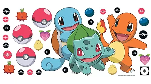 RoomMates Pokémon Squirtle, Charmander, and Bulbasaur Giant Wall Decals