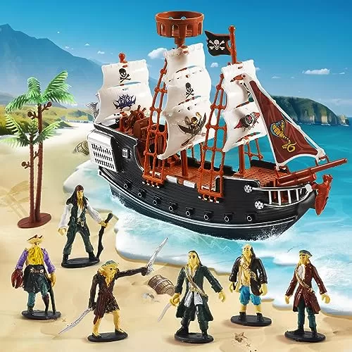 Pirate Pretend Playset with Action Figures and Boat