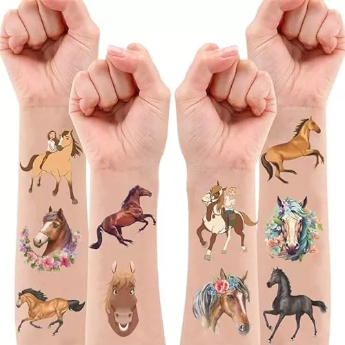 Horse-Themed Temporary Tattoos for Kids – Pack of 124