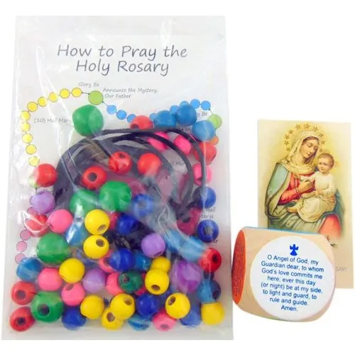 Children’s Rosary Craft Kit and Prayer Cube Set
