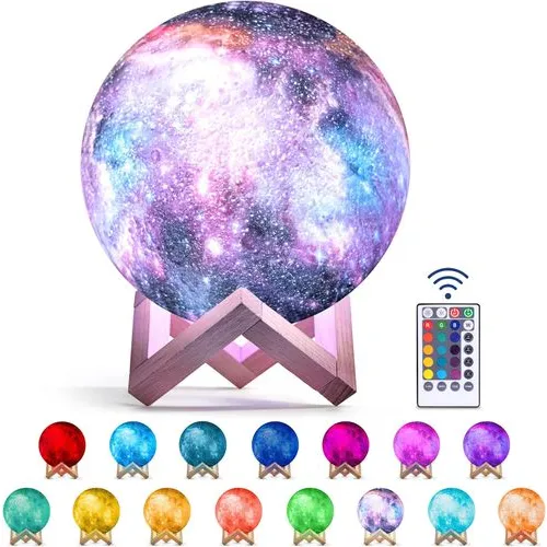 Mind-Glowing Galaxy Moon Lamp – 16 Color Space Night Light