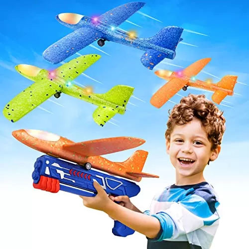Fuwidvia LED Foam Glider Airplane Launcher Toys: Fun Outdoor Gift for Kids