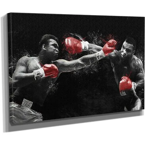 Mike Tyson vs Muhammad Ali Handmade Boxing Canvas Art