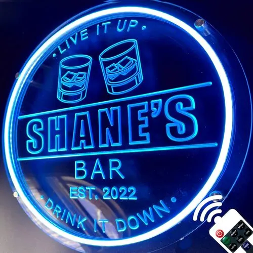 Personalized LED Bar Sign with Green Neon Lights