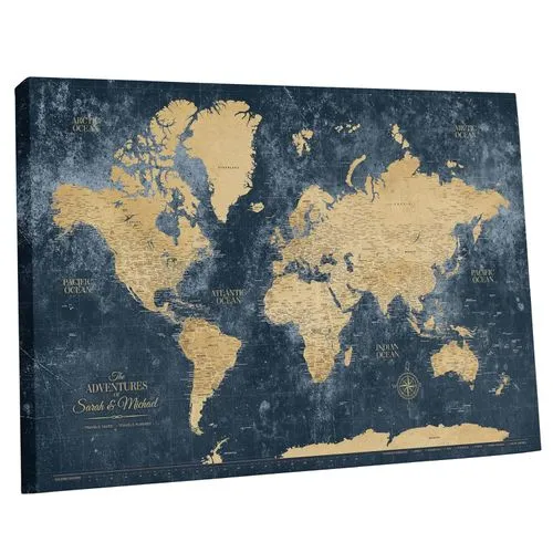 Holy Cow Canvas Personalized World Travel Map with Pins