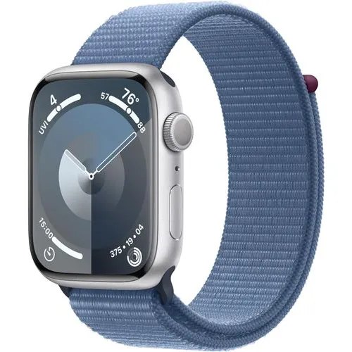Apple Watch Series 9 [GPS 45mm] with Silver Aluminum Case & Winter Blue Sport Loop