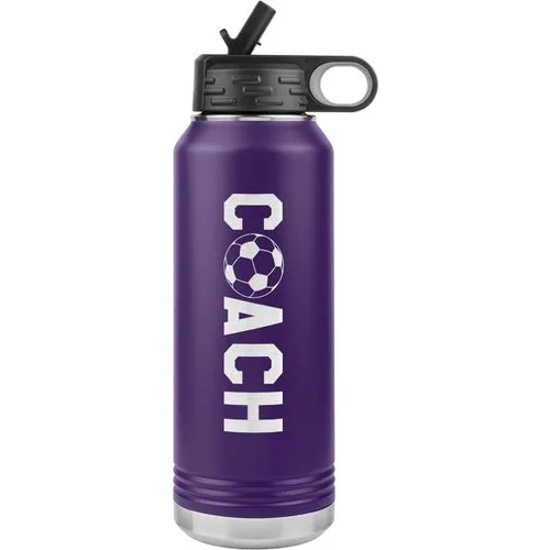 32oz Insulated Soccer Coach Water Bottle – Purple
