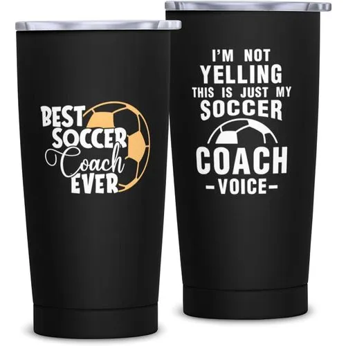 Soccer Coach Stainless Steel Tumbler – 20oz with Lid & Straw